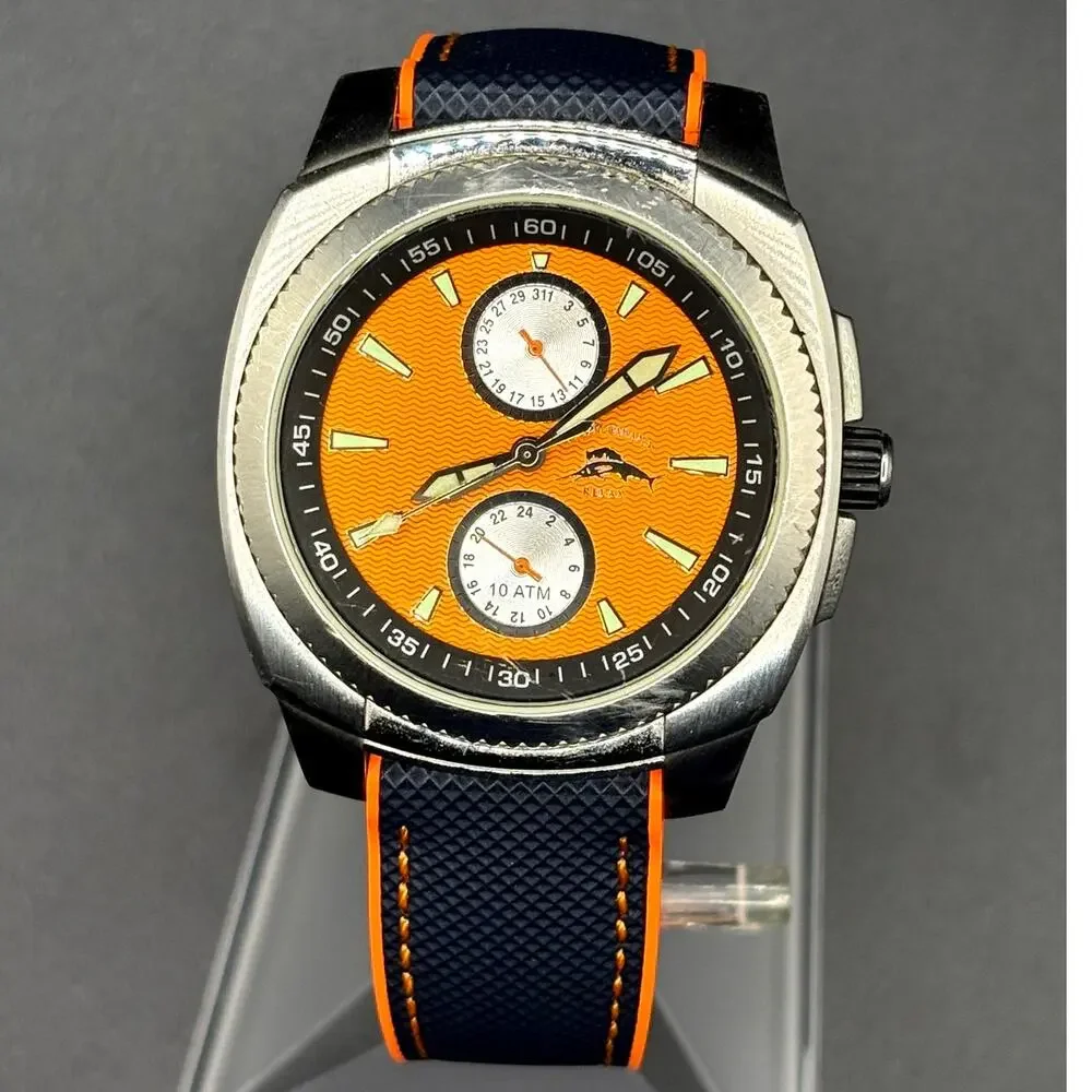 Tommy Bahama Relax RLX1057 A126 Orange Dial 24 Hour 100M 43mm Men’s Watch